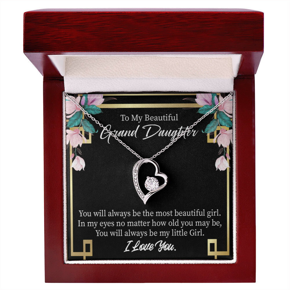 To My Granddaughter Always Little Girl Forever Necklace w Message Card-Express Your Love Gifts