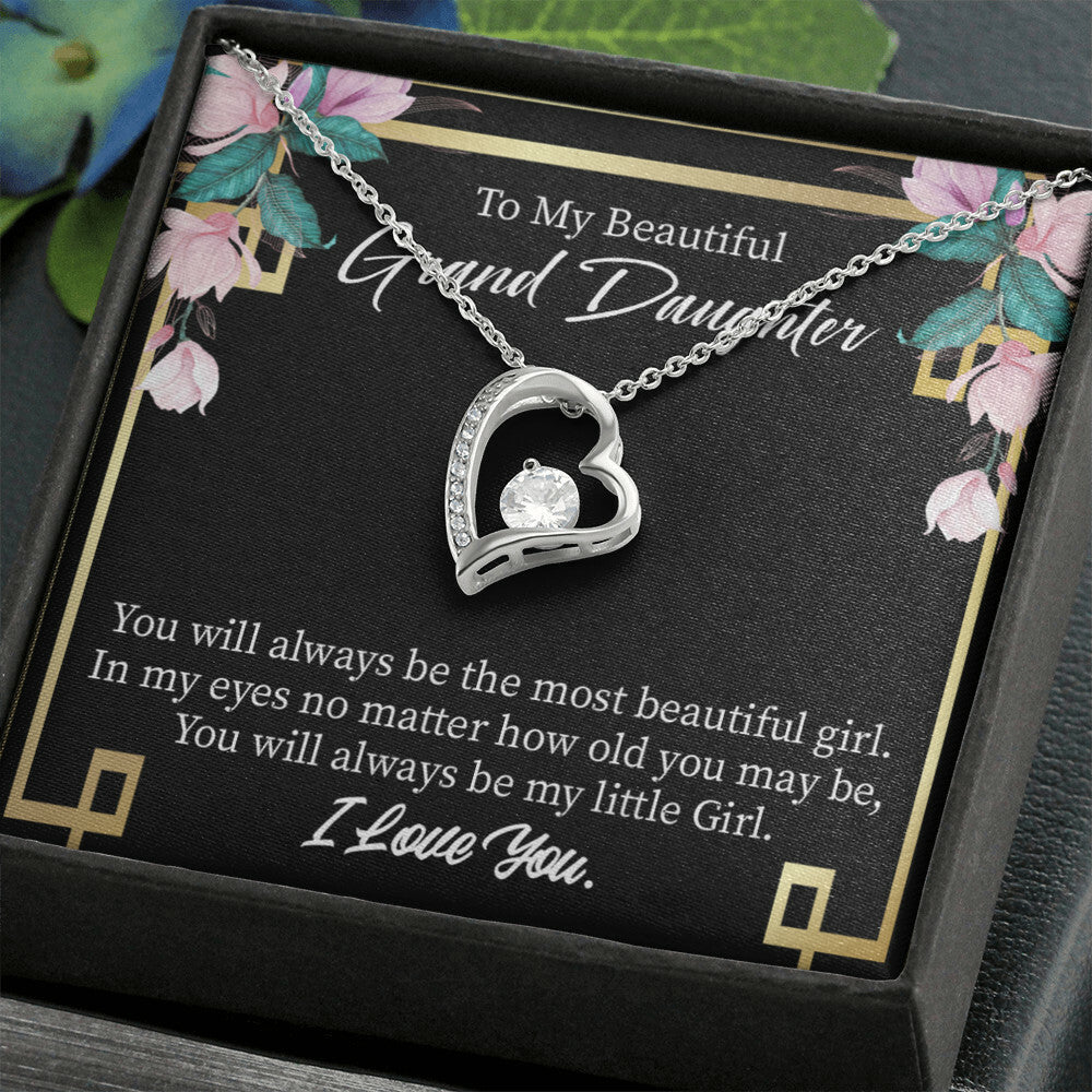 To My Granddaughter Always Little Girl Forever Necklace w Message Card-Express Your Love Gifts