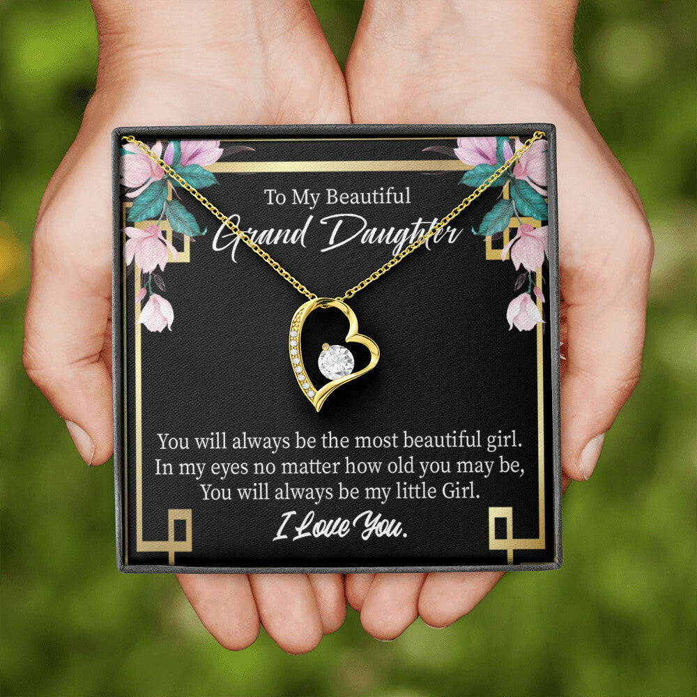 To My Granddaughter Always Little Girl Forever Necklace w Message Card-Express Your Love Gifts