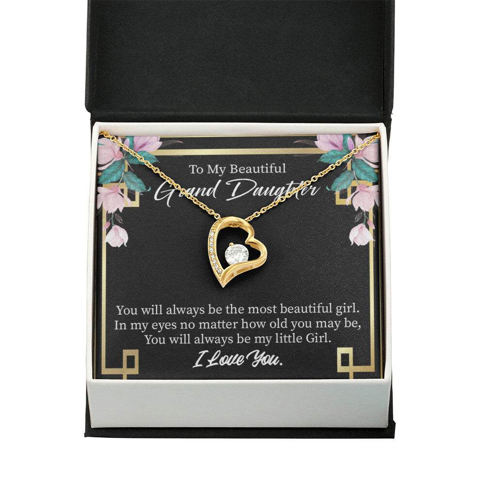 To My Granddaughter Always Little Girl Forever Necklace w Message Card-Express Your Love Gifts