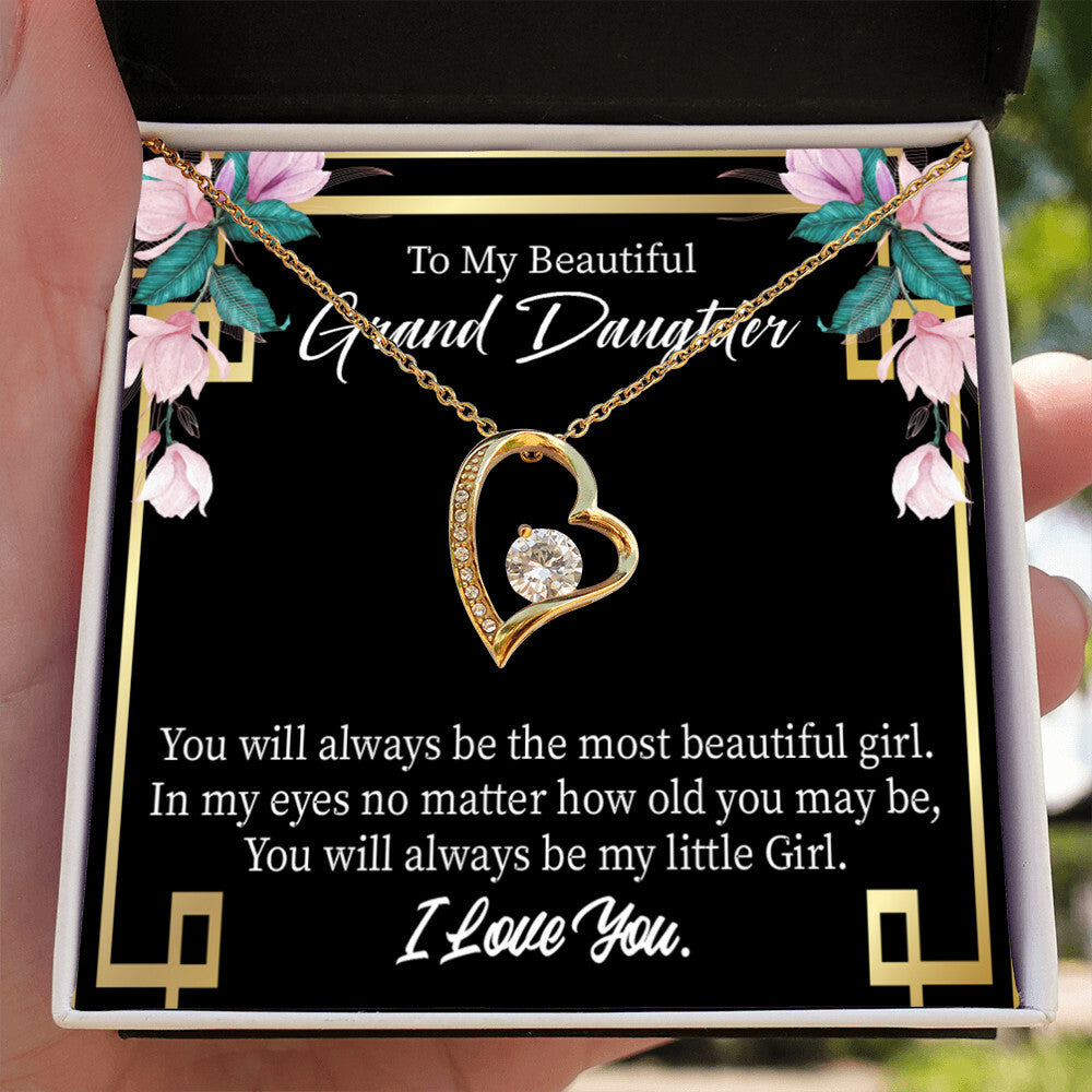 To My Granddaughter Always Little Girl Forever Necklace w Message Card-Express Your Love Gifts