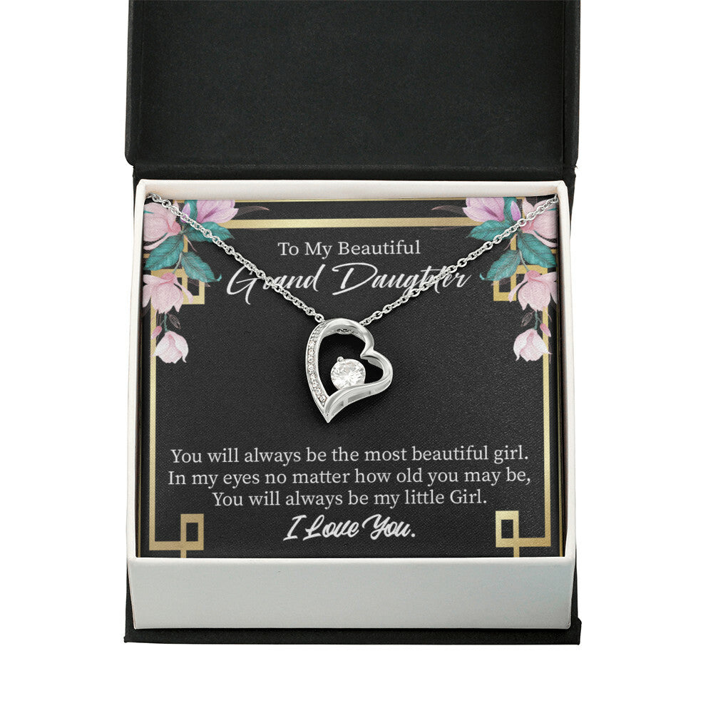 To My Granddaughter Always Little Girl Forever Necklace w Message Card-Express Your Love Gifts