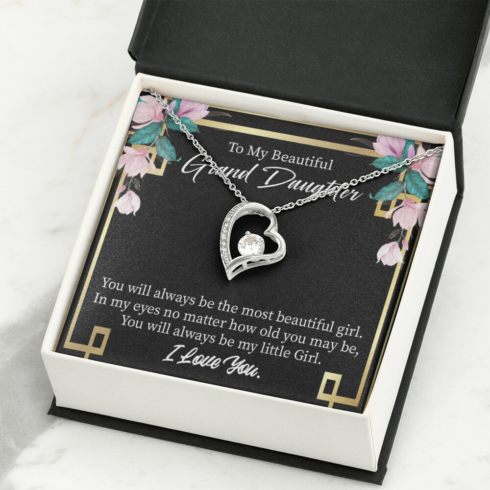 To My Granddaughter Always Little Girl Forever Necklace w Message Card-Express Your Love Gifts