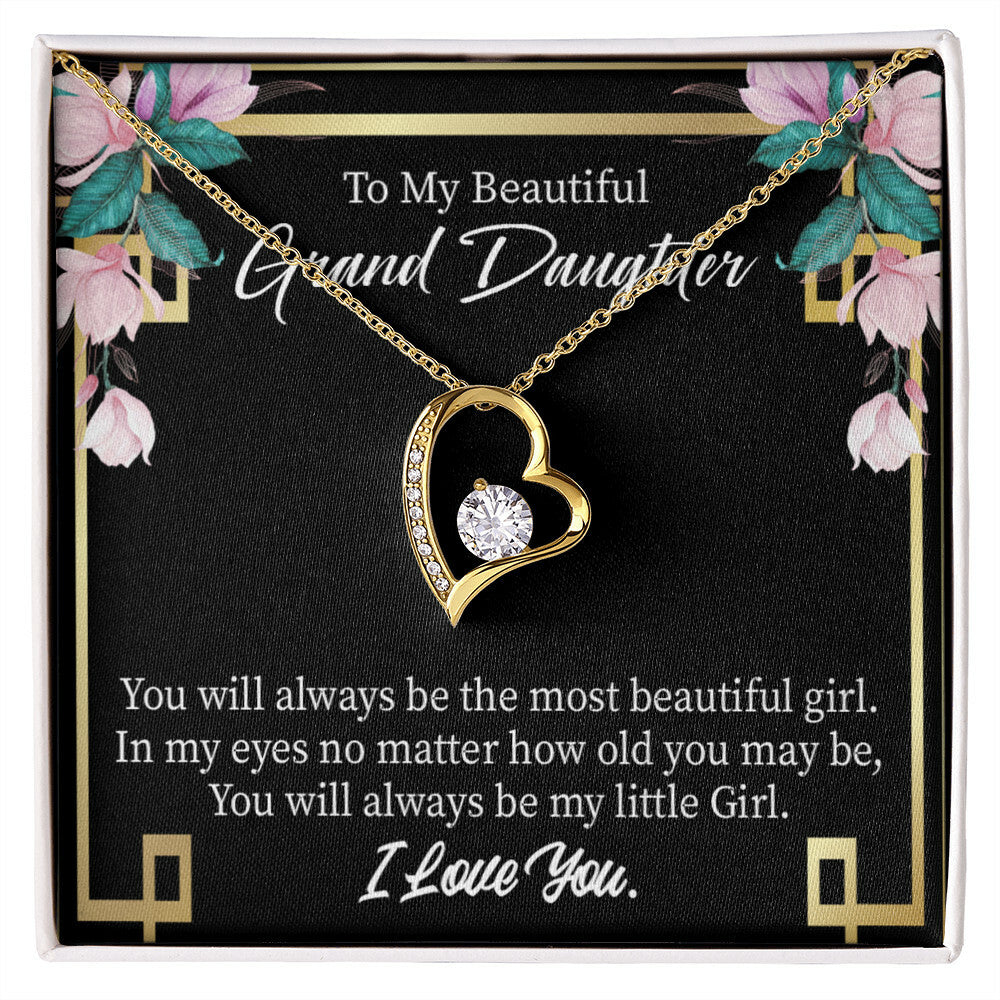 To My Granddaughter Always Little Girl Forever Necklace w Message Card-Express Your Love Gifts