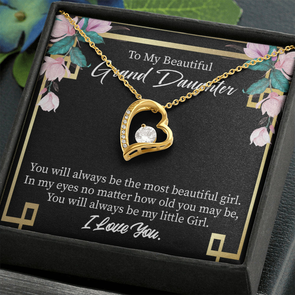To My Granddaughter Always Little Girl Forever Necklace w Message Card-Express Your Love Gifts