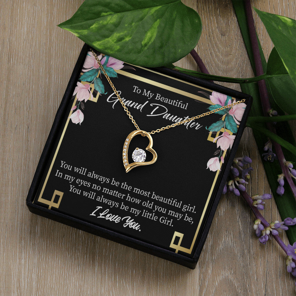 To My Granddaughter Always Little Girl Forever Necklace w Message Card-Express Your Love Gifts