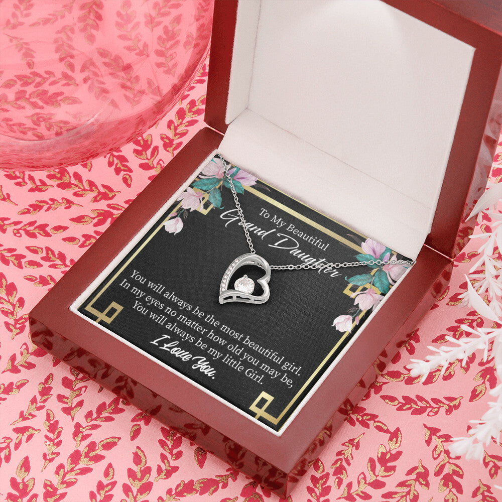 To My Granddaughter Always Little Girl Forever Necklace w Message Card-Express Your Love Gifts