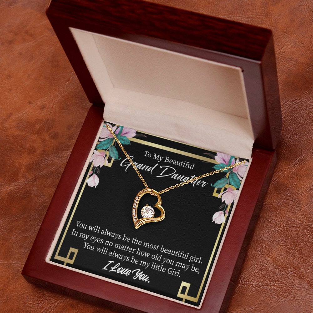 To My Granddaughter Always Little Girl Forever Necklace w Message Card-Express Your Love Gifts