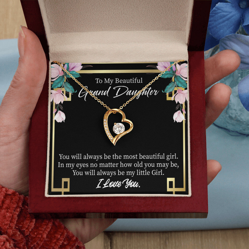 To My Granddaughter Always Little Girl Forever Necklace w Message Card-Express Your Love Gifts