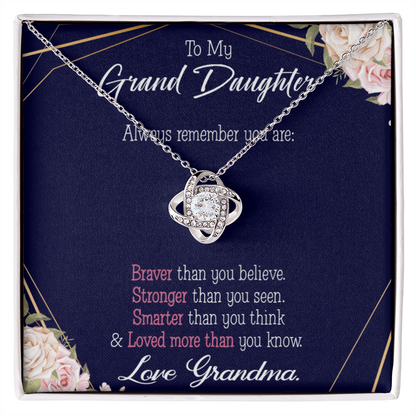 To My Granddaughter Always Remember From Grandma Infinity Knot Necklace Message Card-Express Your Love Gifts