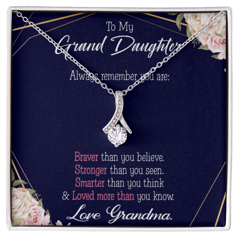 To My Granddaughter Always Remember Granddaughter Alluring Ribbon Necklace Message Card-Express Your Love Gifts