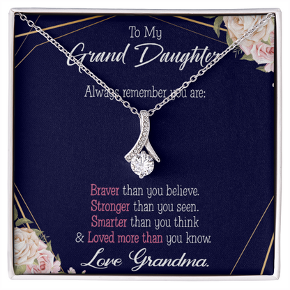 To My Granddaughter Always Remember Granddaughter Alluring Ribbon Necklace Message Card-Express Your Love Gifts
