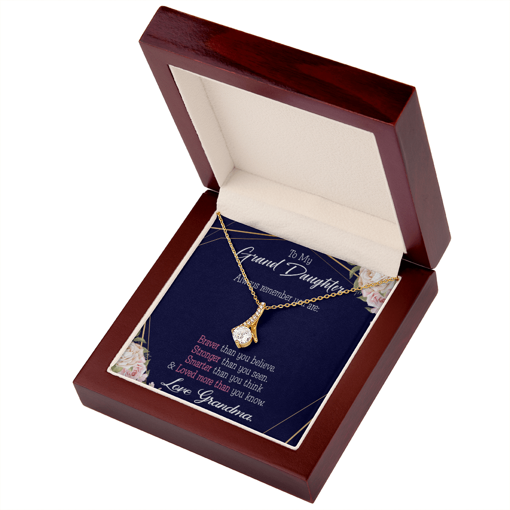 To My Granddaughter Always Remember Granddaughter Alluring Ribbon Necklace Message Card-Express Your Love Gifts