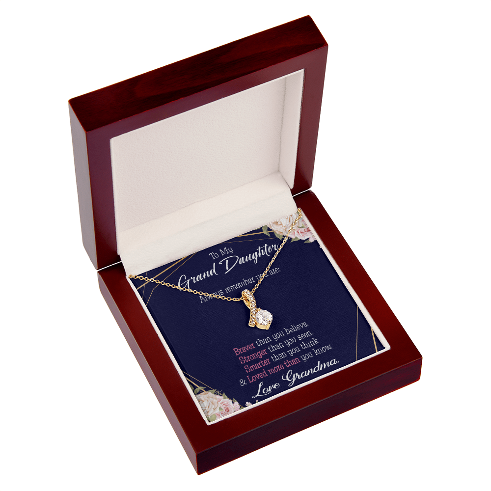 To My Granddaughter Always Remember Granddaughter Alluring Ribbon Necklace Message Card-Express Your Love Gifts