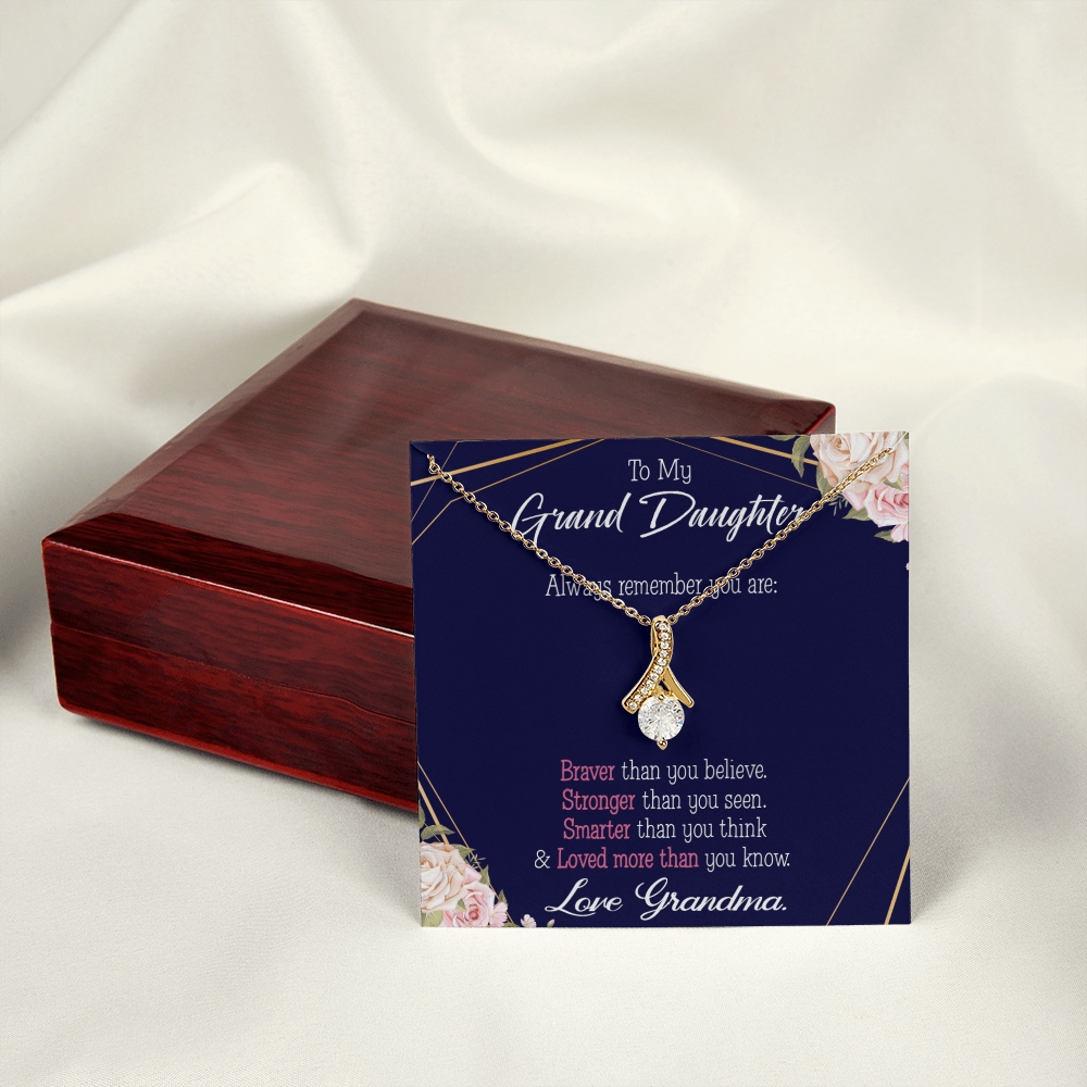 To My Granddaughter Always Remember Granddaughter Alluring Ribbon Necklace Message Card-Express Your Love Gifts