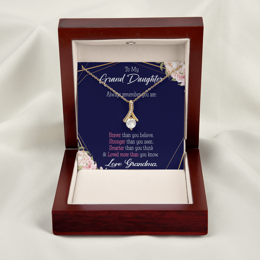 To My Granddaughter Always Remember Granddaughter Alluring Ribbon Necklace Message Card-Express Your Love Gifts
