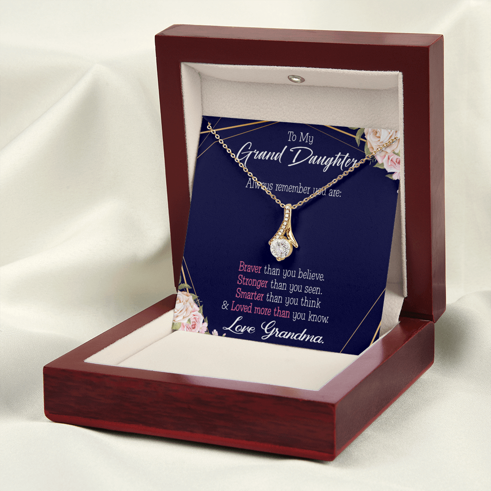 To My Granddaughter Always Remember Granddaughter Alluring Ribbon Necklace Message Card-Express Your Love Gifts