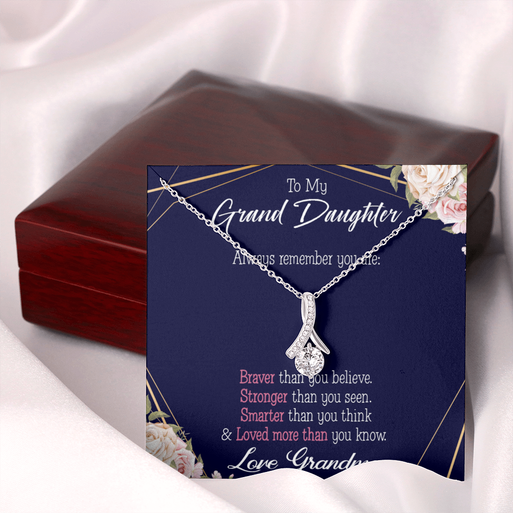 To My Granddaughter Always Remember Granddaughter Alluring Ribbon Necklace Message Card-Express Your Love Gifts