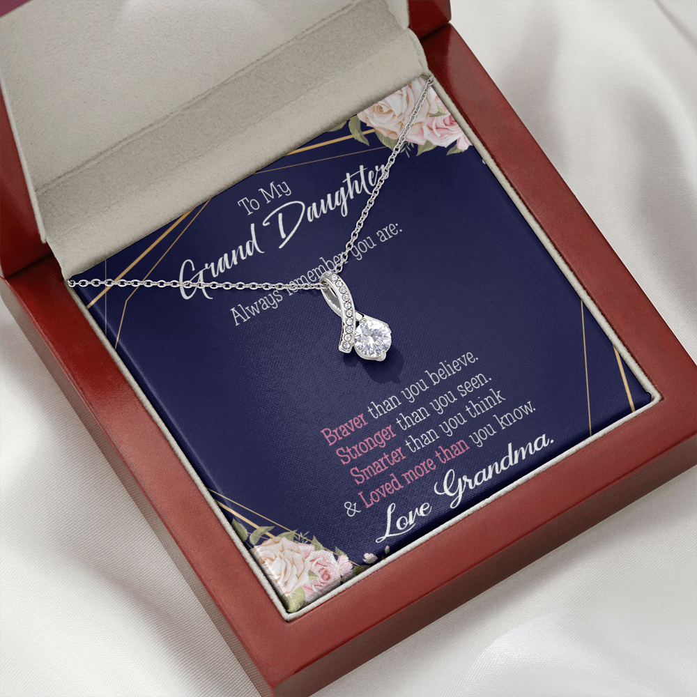To My Granddaughter Always Remember Granddaughter Alluring Ribbon Necklace Message Card-Express Your Love Gifts