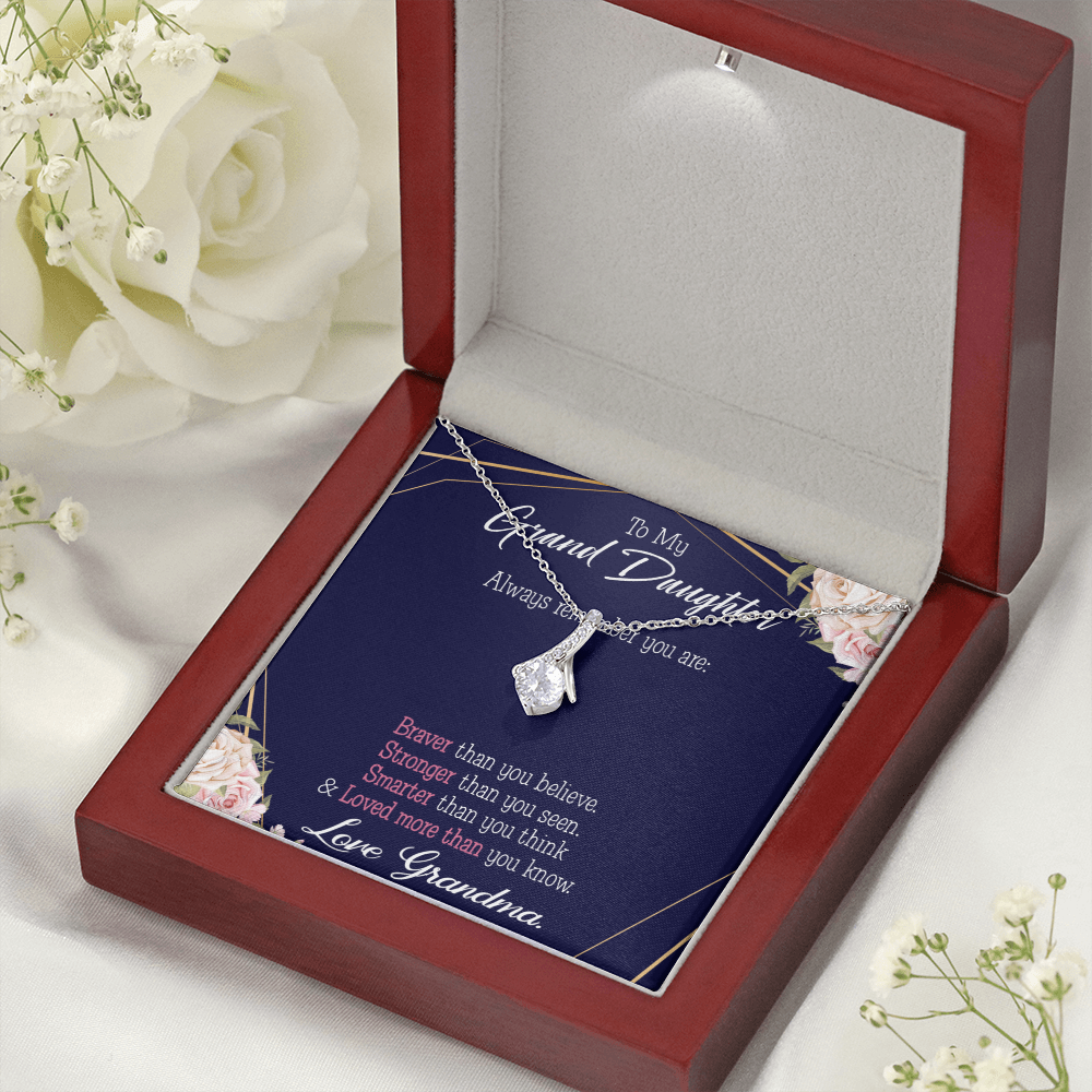 To My Granddaughter Always Remember Granddaughter Alluring Ribbon Necklace Message Card-Express Your Love Gifts