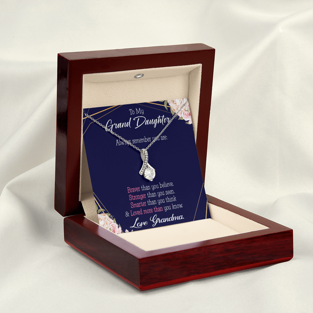 To My Granddaughter Always Remember Granddaughter Alluring Ribbon Necklace Message Card-Express Your Love Gifts