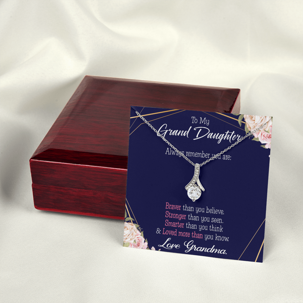 To My Granddaughter Always Remember Granddaughter Alluring Ribbon Necklace Message Card-Express Your Love Gifts