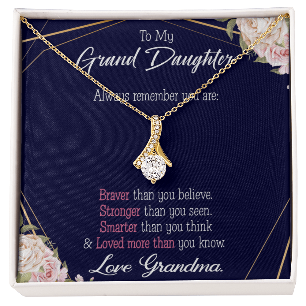 To My Granddaughter Always Remember Granddaughter Alluring Ribbon Necklace Message Card-Express Your Love Gifts