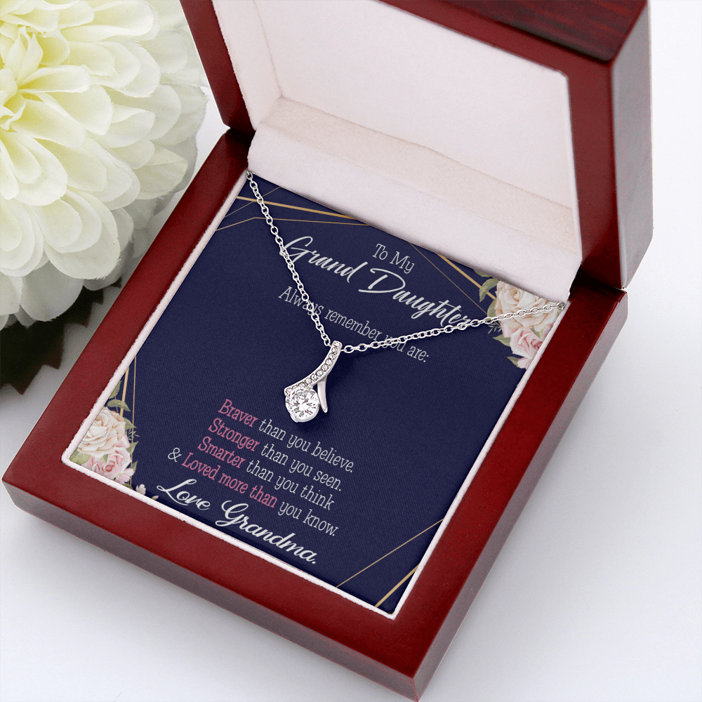 To My Granddaughter Always Remember Granddaughter Alluring Ribbon Necklace Message Card-Express Your Love Gifts
