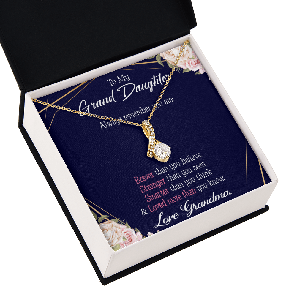 To My Granddaughter Always Remember Granddaughter Alluring Ribbon Necklace Message Card-Express Your Love Gifts