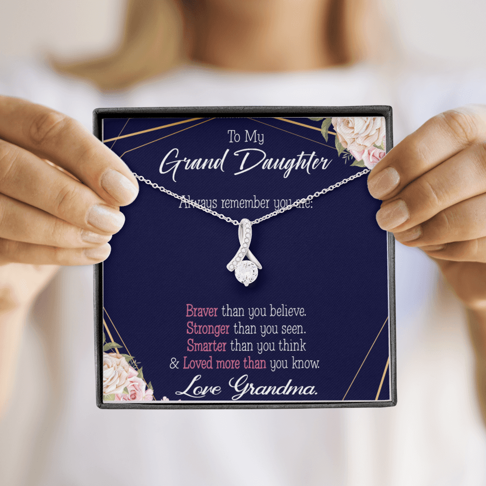 To My Granddaughter Always Remember Granddaughter Alluring Ribbon Necklace Message Card-Express Your Love Gifts