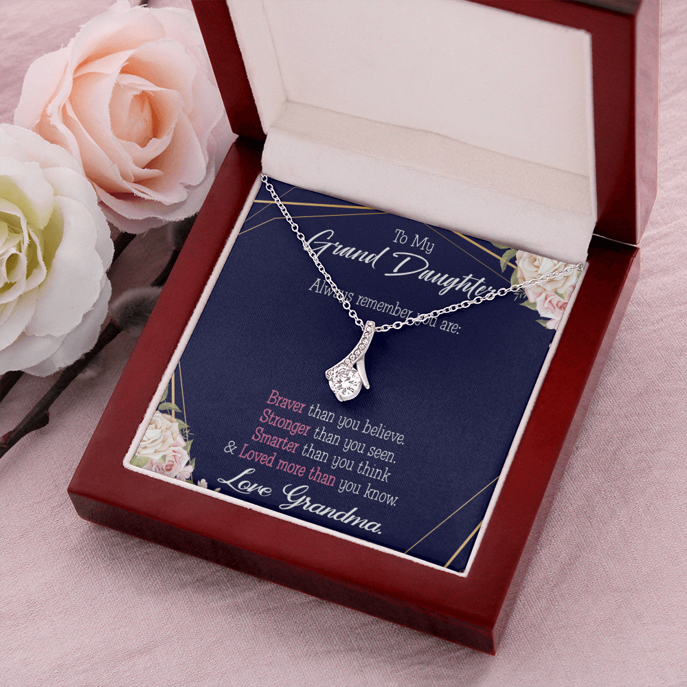 To My Granddaughter Always Remember Granddaughter Alluring Ribbon Necklace Message Card-Express Your Love Gifts