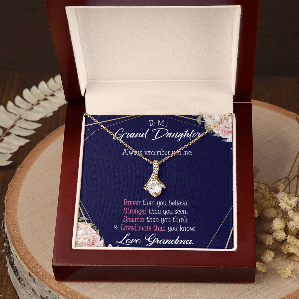 To My Granddaughter Always Remember Granddaughter Alluring Ribbon Necklace Message Card-Express Your Love Gifts
