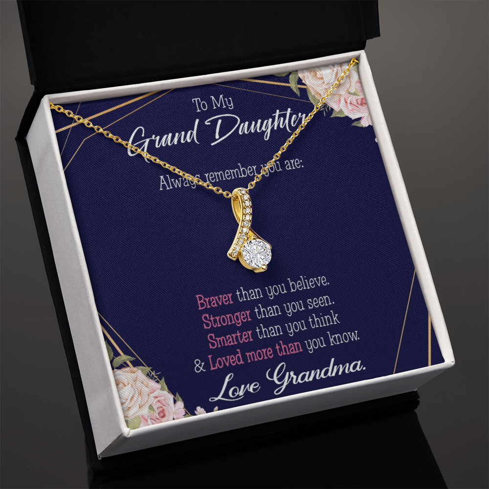 To My Granddaughter Always Remember Granddaughter Alluring Ribbon Necklace Message Card-Express Your Love Gifts