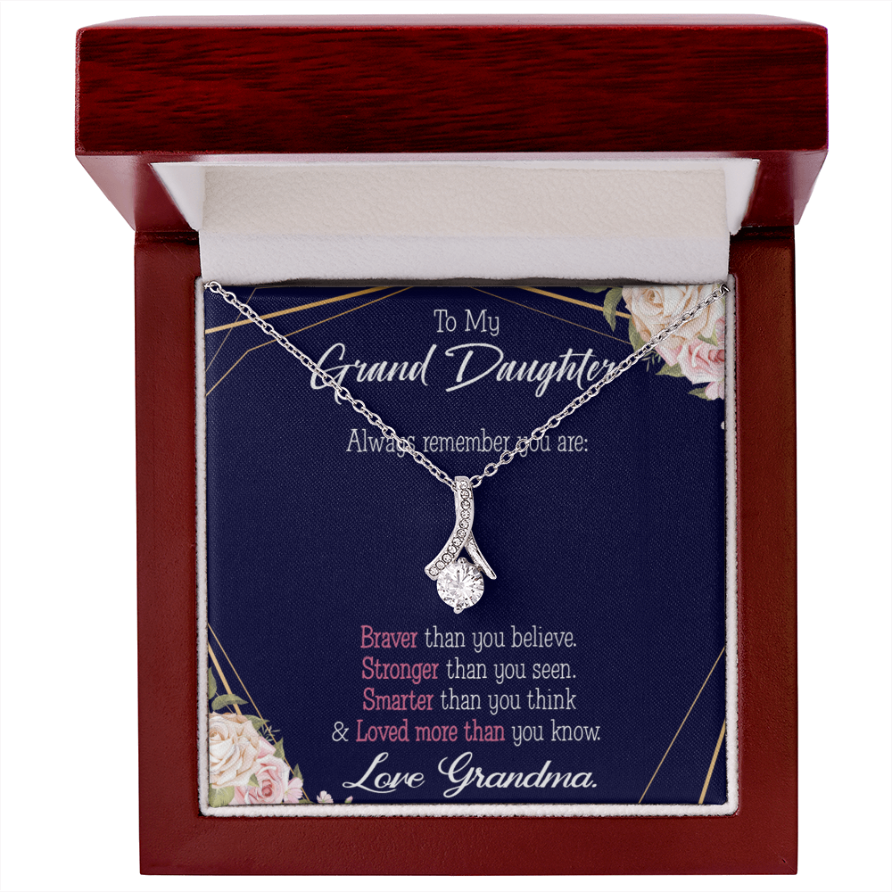 To My Granddaughter Always Remember Granddaughter Alluring Ribbon Necklace Message Card-Express Your Love Gifts