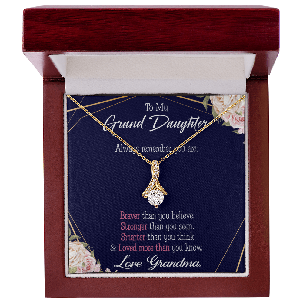 To My Granddaughter Always Remember Granddaughter Alluring Ribbon Necklace Message Card-Express Your Love Gifts