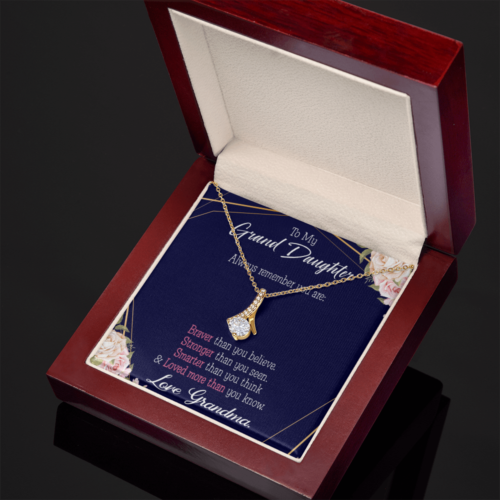 To My Granddaughter Always Remember Granddaughter Alluring Ribbon Necklace Message Card-Express Your Love Gifts