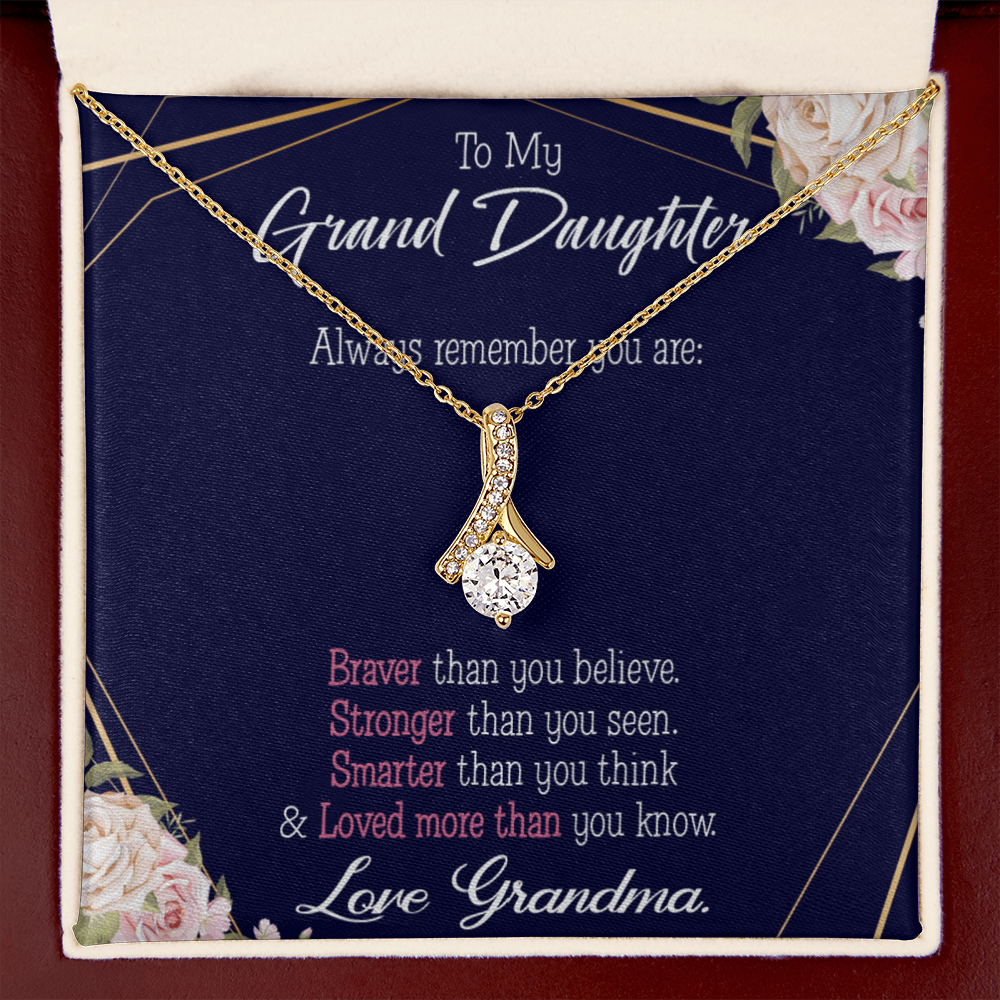 To My Granddaughter Always Remember Granddaughter Alluring Ribbon Necklace Message Card-Express Your Love Gifts