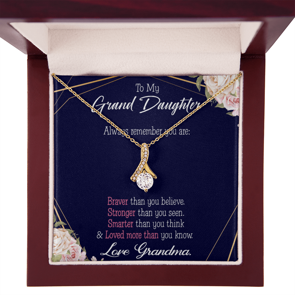 To My Granddaughter Always Remember Granddaughter Alluring Ribbon Necklace Message Card-Express Your Love Gifts
