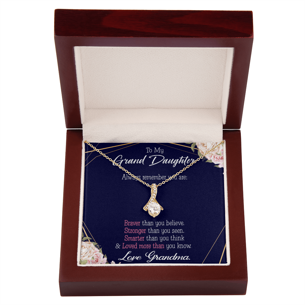 To My Granddaughter Always Remember Granddaughter Alluring Ribbon Necklace Message Card-Express Your Love Gifts