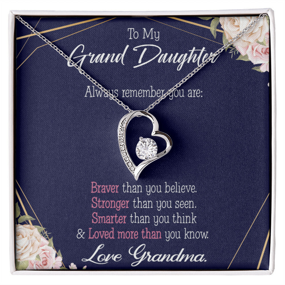 To My Granddaughter Always Remember Granddaughter From Grandma Forever Necklace w Message Card-Express Your Love Gifts