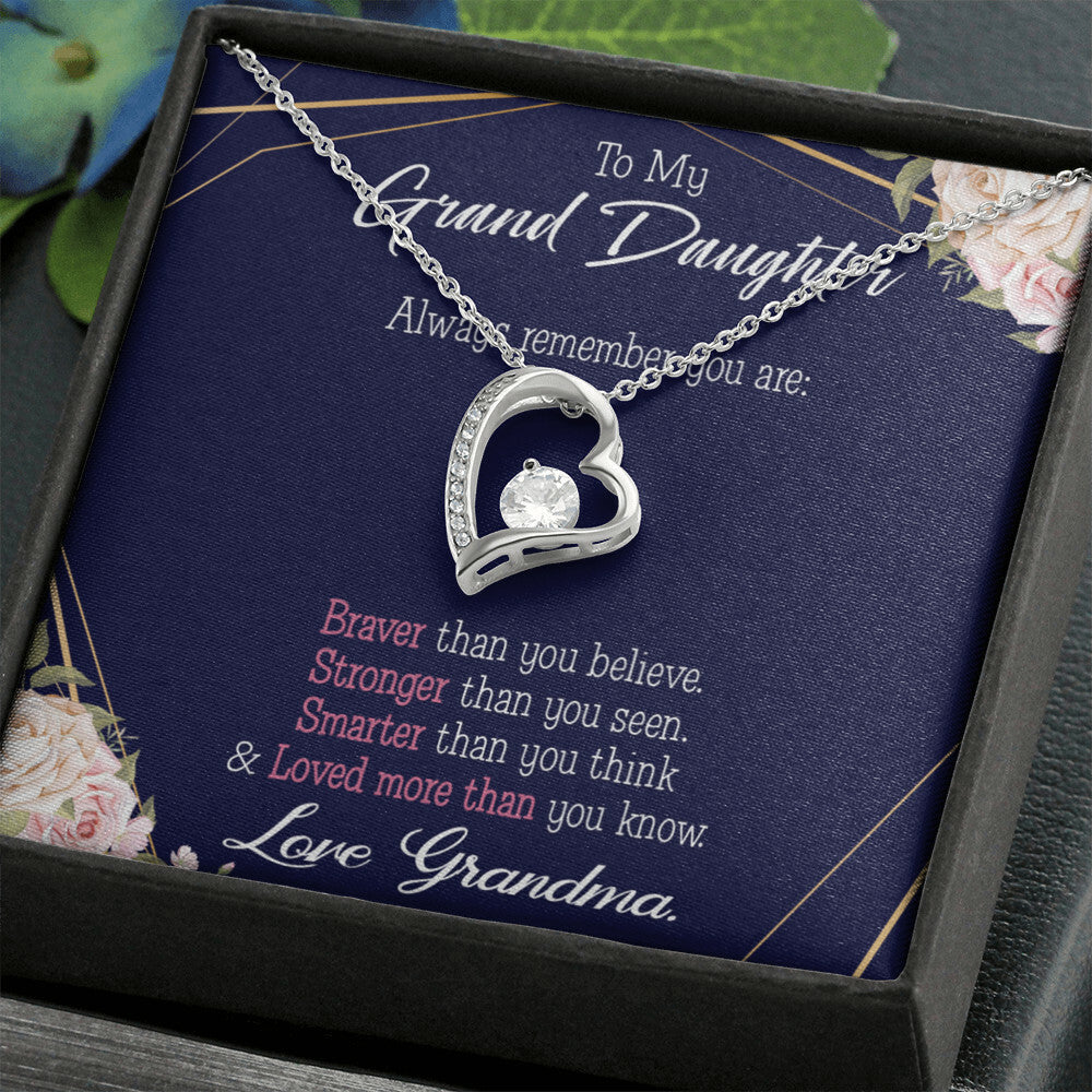 To My Granddaughter Always Remember Granddaughter From Grandma Forever Necklace w Message Card-Express Your Love Gifts