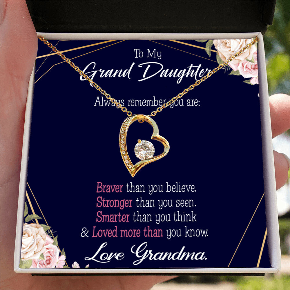 To My Granddaughter Always Remember Granddaughter From Grandma Forever Necklace w Message Card-Express Your Love Gifts
