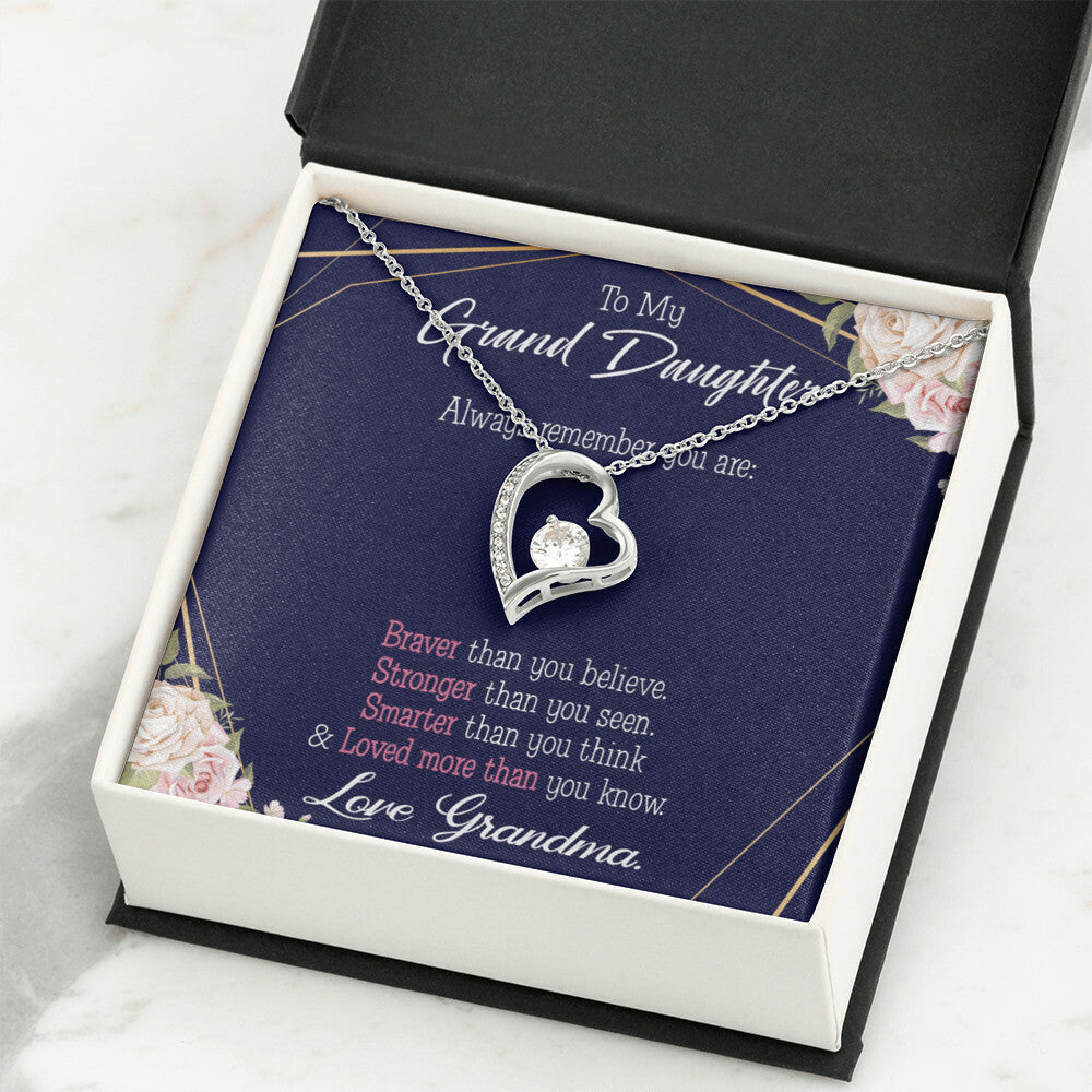 To My Granddaughter Always Remember Granddaughter From Grandma Forever Necklace w Message Card-Express Your Love Gifts