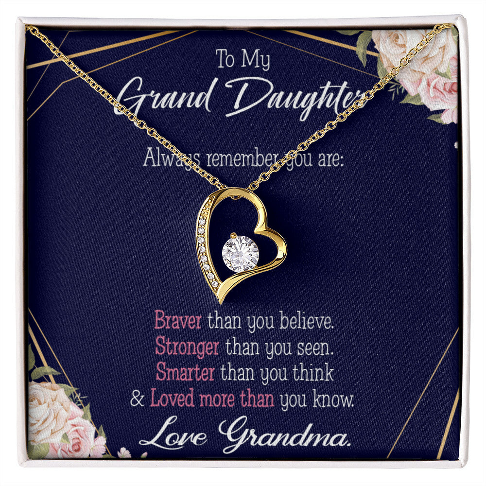 To My Granddaughter Always Remember Granddaughter From Grandma Forever Necklace w Message Card-Express Your Love Gifts