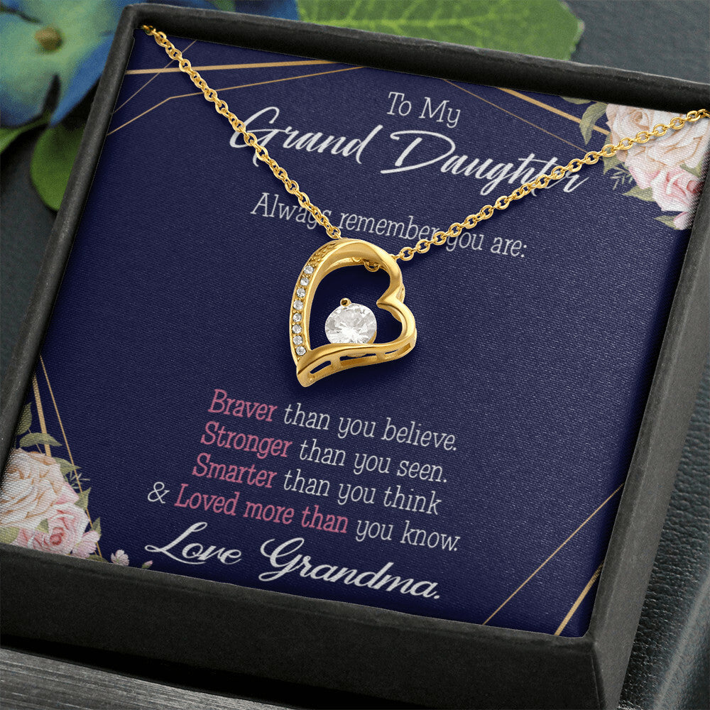 To My Granddaughter Always Remember Granddaughter From Grandma Forever Necklace w Message Card-Express Your Love Gifts