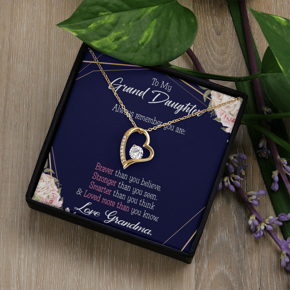To My Granddaughter Always Remember Granddaughter From Grandma Forever Necklace w Message Card-Express Your Love Gifts