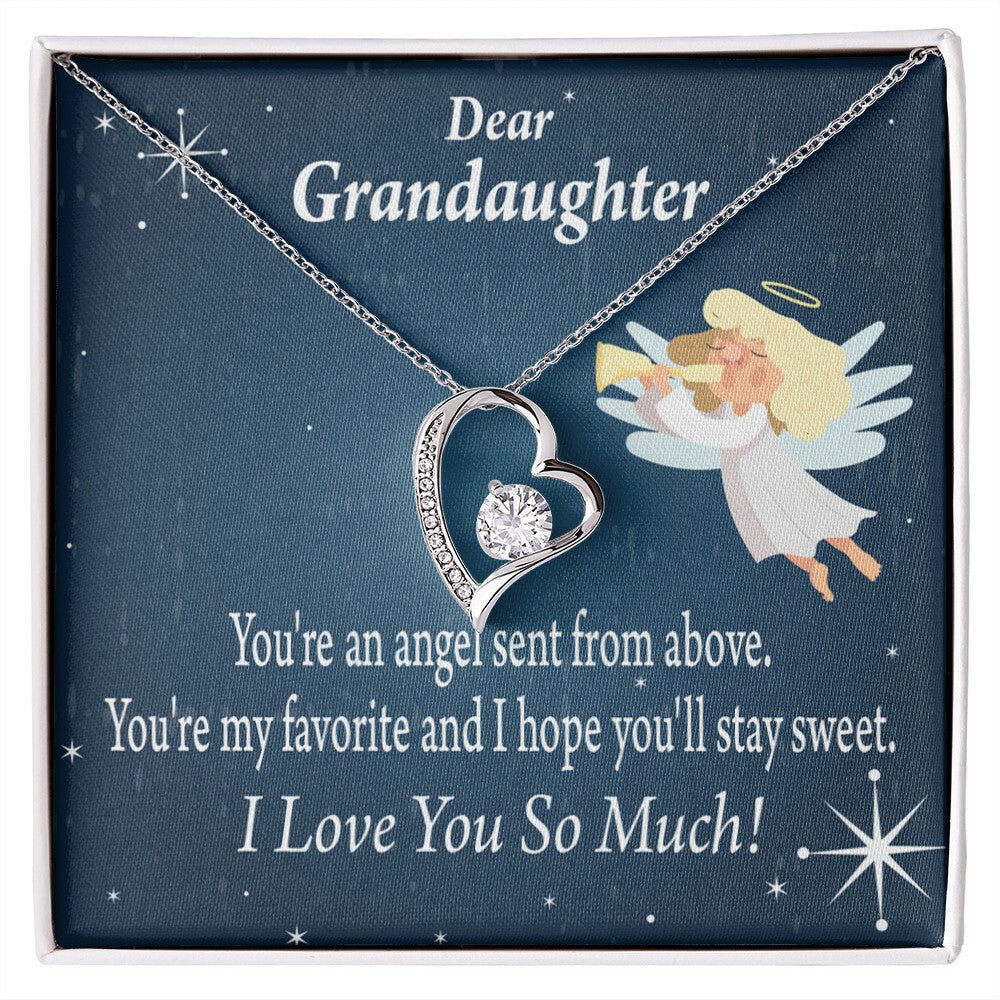To My Granddaughter Angel Granddaughter Forever Necklace w Message Card-Express Your Love Gifts