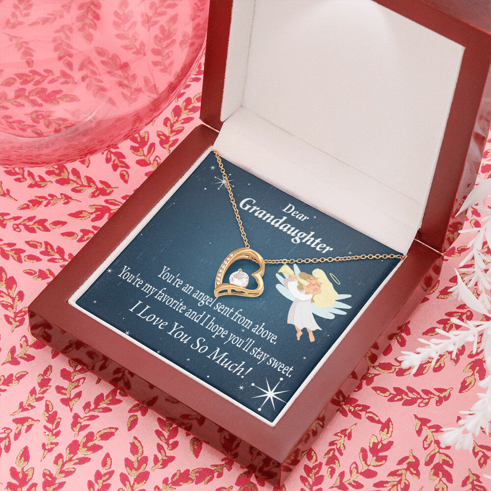 To My Granddaughter Angel Granddaughter Forever Necklace w Message Card-Express Your Love Gifts