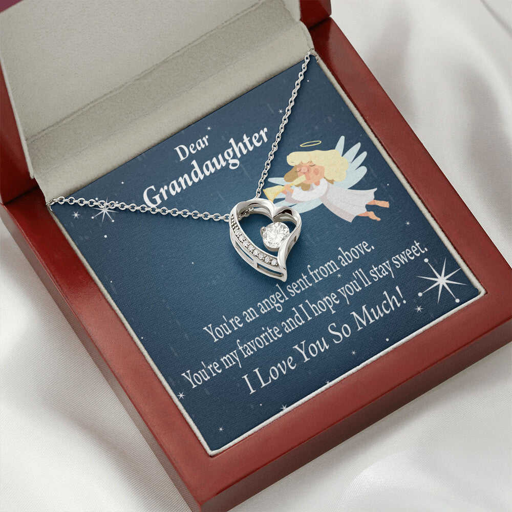 To My Granddaughter Angel Granddaughter Forever Necklace w Message Card-Express Your Love Gifts