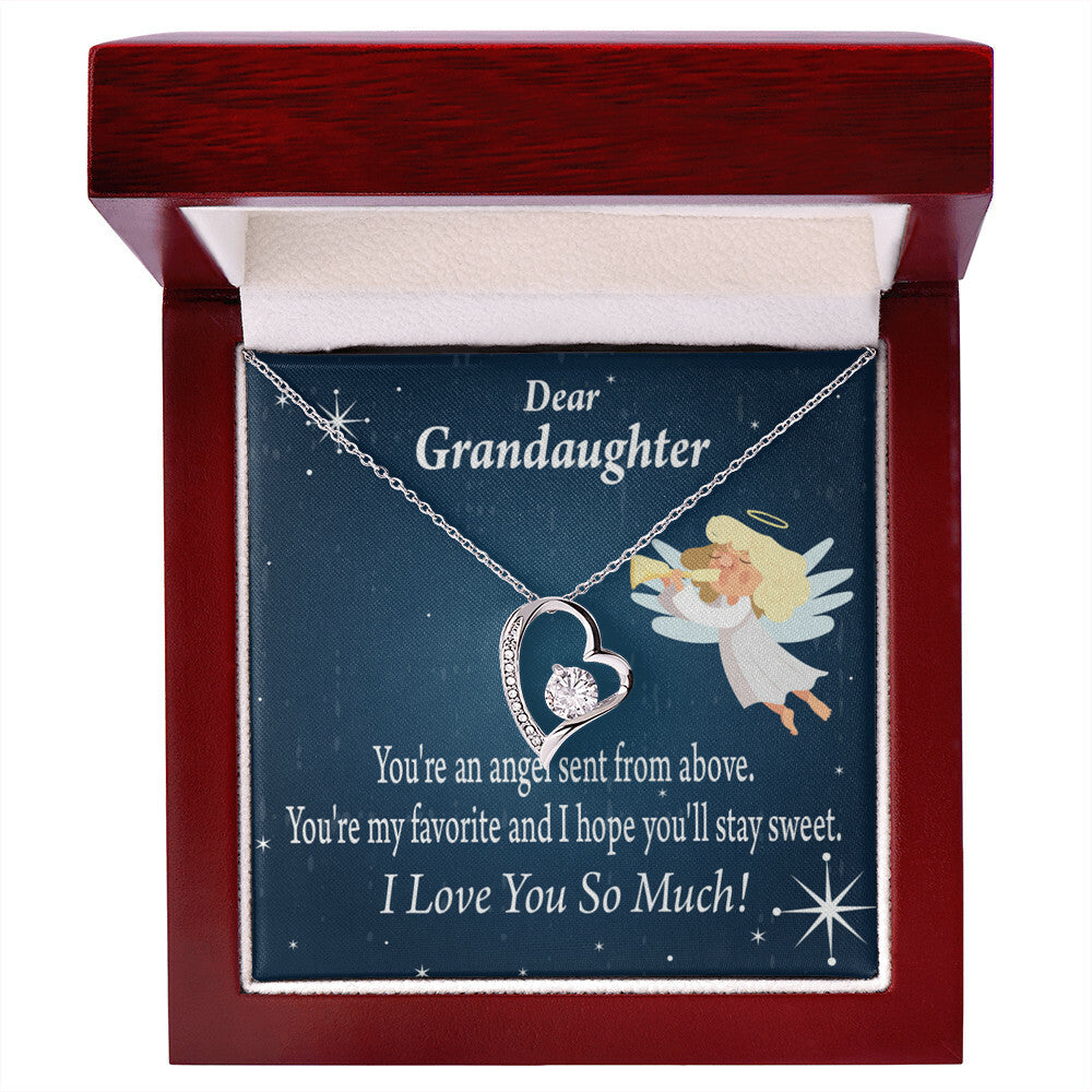 To My Granddaughter Angel Granddaughter Forever Necklace w Message Card-Express Your Love Gifts